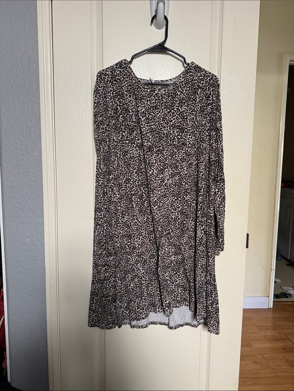 Old Navy Brown and Black Leopard Print Long Sleeve Dress